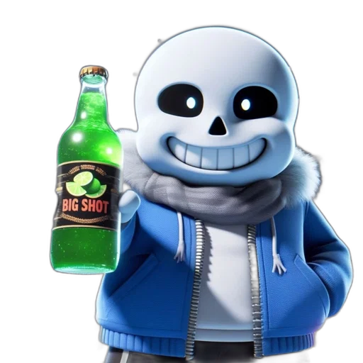 jacket, bottle, robot, creature, 3d render, concept art, pixel art, blue transparent PNG cut-out