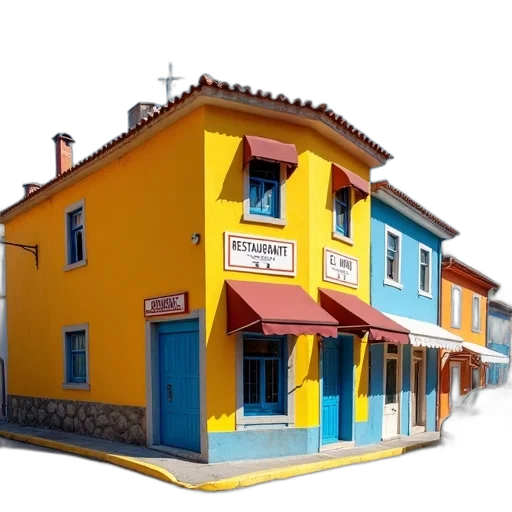 building, furniture, 3d render, photorealistic, concept art, pixel art, city street, colorful transparent PNG cut-out