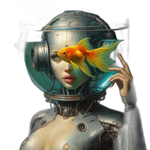 robot, mask, crown, face, fantasy art, concept art, cyberpunk, photorealistic transparent PNG cut-out
