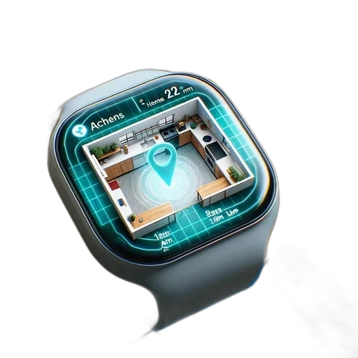 3d render, cyberpunk, concept art, futuristic, smartwatch, holographic, interface, showing transparent PNG cut-out