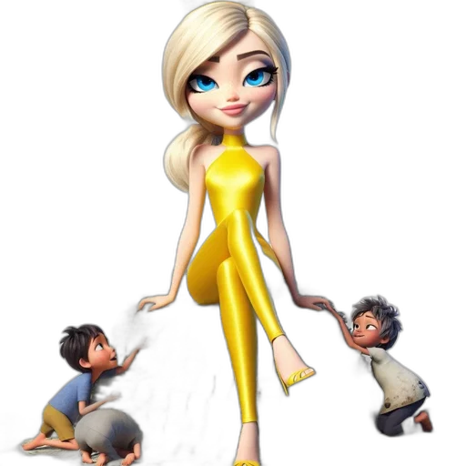 dress, cartoon, concept art, 3d render, comic book art, golden, animated, figure transparent PNG cut-out