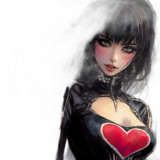 comic book art, fantasy art, concept art, anime, dark, portrait, woman, distinctive transparent PNG cut-out
