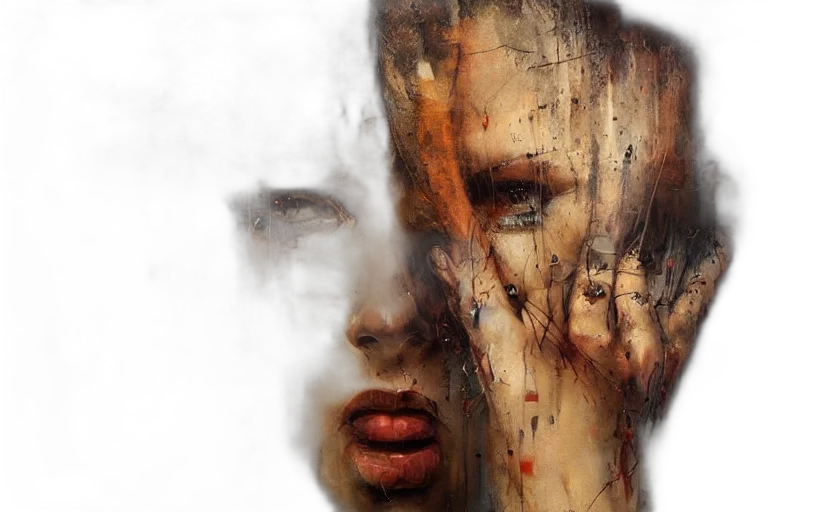 face, mask, hair, photorealistic transparent PNG cut-out