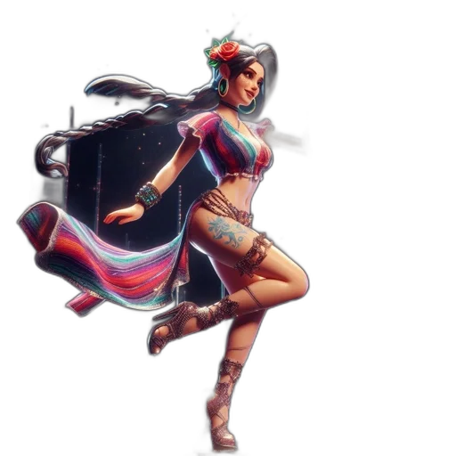 dress, staff, weapon, concept art, fantasy art, pixel art, comic book art, dark transparent PNG cut-out