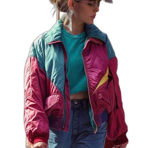 jacket, hat, face, staff, cyberpunk, vaporwave, concept art, 3d render transparent PNG cut-out