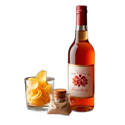 bottle, pork, clouds, wine, placed, wooden, cutting, board transparent PNG cut-out