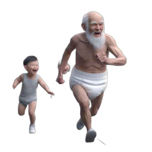 creature, animal, 3d render, concept art, pixel art, photorealistic, elderly, man transparent PNG cut-out