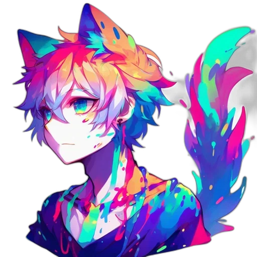 staff, creature, animal, mask, pixel art, anime, vaporwave, watercolor transparent PNG cut-out