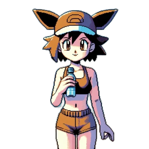 hat, staff, dress, robot, pixel art, anime, watercolor, vaporwave transparent PNG cut-out