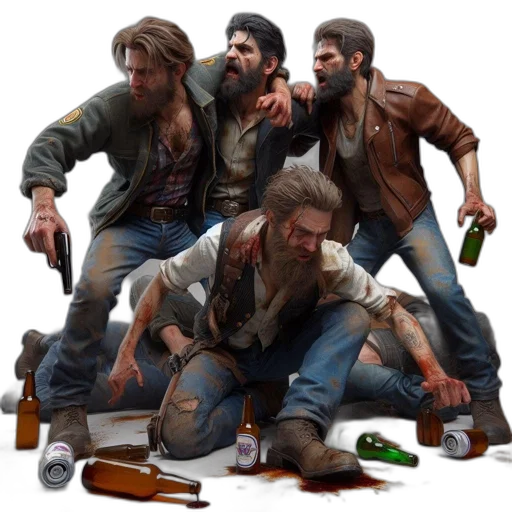 jacket, concept art, photorealistic, 3d render, fantasy art, photo, four, men transparent PNG cut-out