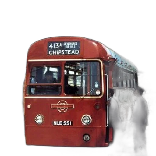 3d render, photorealistic, concept art, city street, red, bus, destination, chipstead transparent PNG cut-out