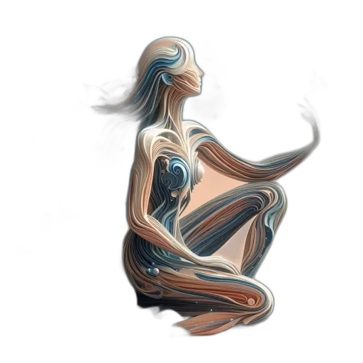 creature, dress, mask, hair, concept art, fantasy art, 3d render, photorealistic transparent PNG cut-out