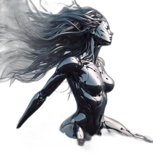 concept art, comic book art, fantasy art, anime, dark, monochrome, blue, tumultuous transparent PNG cut-out