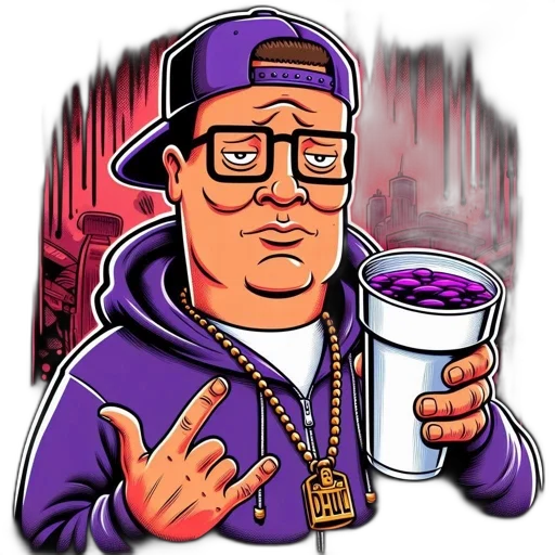 cartoon, pixel art, comic book art, concept art, hank, hill, styled, hip-hop transparent PNG cut-out