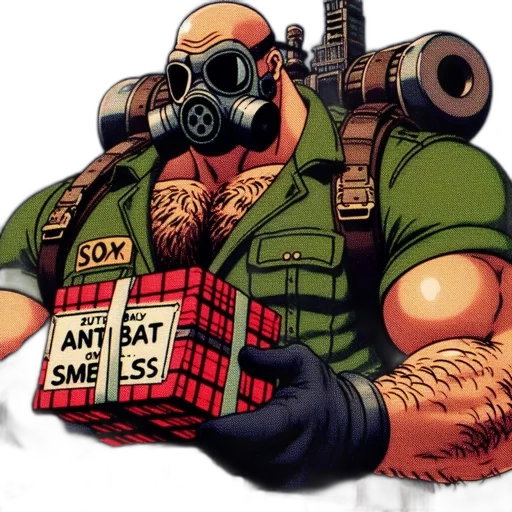 mask, comic book art, concept art, animated, figure, donning, gas, clad transparent PNG cut-out