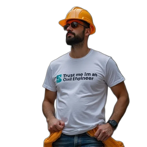 staff, hat, furniture, robot, 3d render, cyberpunk, shirt, says transparent PNG cut-out