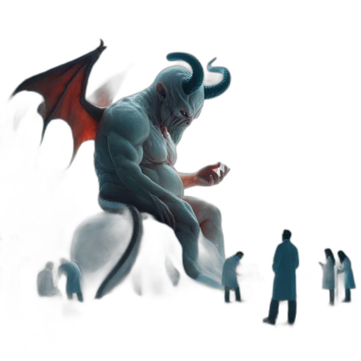 dragon, creature, concept art, fantasy art, pixel art, 3d render, goat-headed, bat-like transparent PNG cut-out
