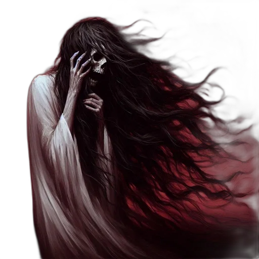 hair, dress, mask, creature, fantasy art, photorealistic, concept art, oil painting transparent PNG cut-out