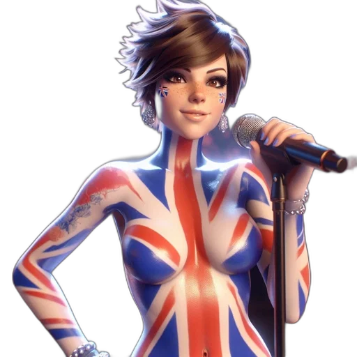 cartoon, concept art, comic book art, fantasy art, animated, british-flagged, figure, stands transparent PNG cut-out