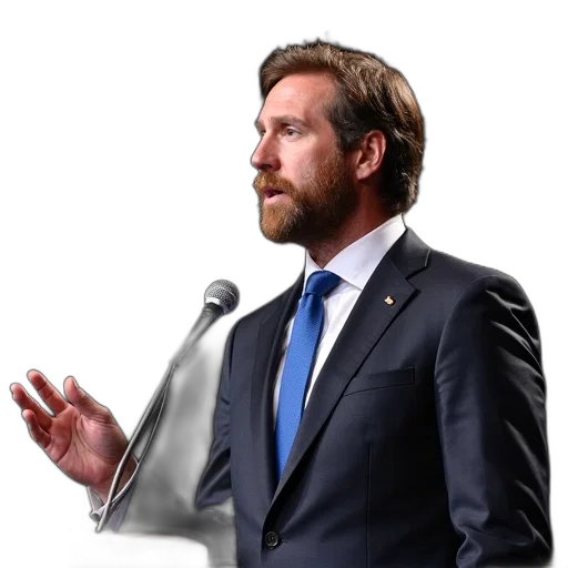 staff, jacket, photorealistic, man, brown, hair, beard, wearing transparent PNG cut-out