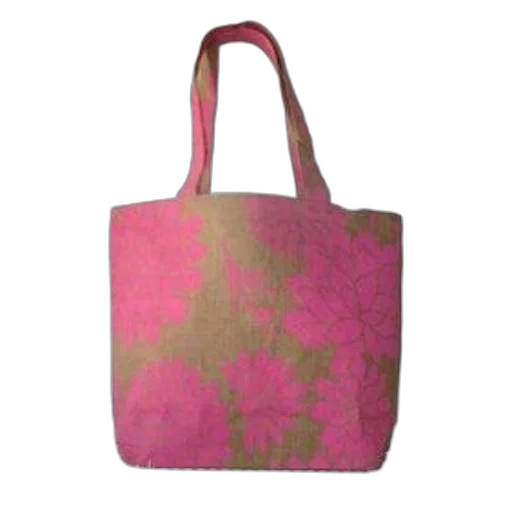 pink, tote, bag, floral, pattern, white, background transparent PNG cut-out