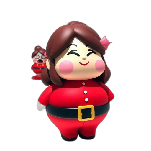 staff, 3d render, concept art, cartoon, female, santa, figurine, stands transparent PNG cut-out