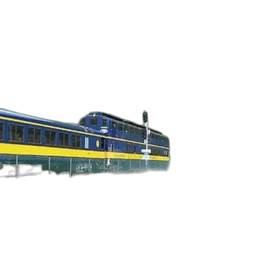 3d render, photorealistic, concept art, blue, yellow, train, passes, road transparent PNG cut-out