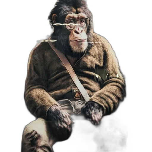 animal, jacket, creature, staff, concept art, photorealistic, fantasy art, 3d render transparent PNG cut-out