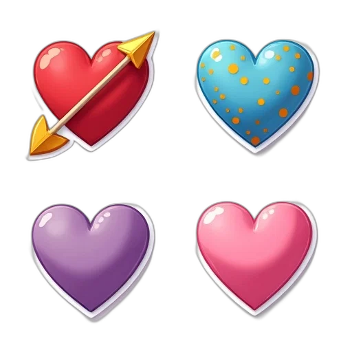 vaporwave, pastel, colorful, neon, dark, collection, six, heart-shaped transparent PNG cut-out
