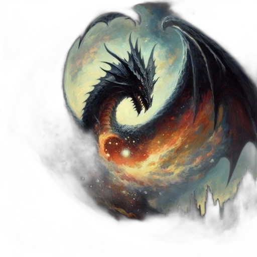 dragon, creature, mask, fantasy art, concept art, watercolor, photorealistic, fire transparent PNG cut-out