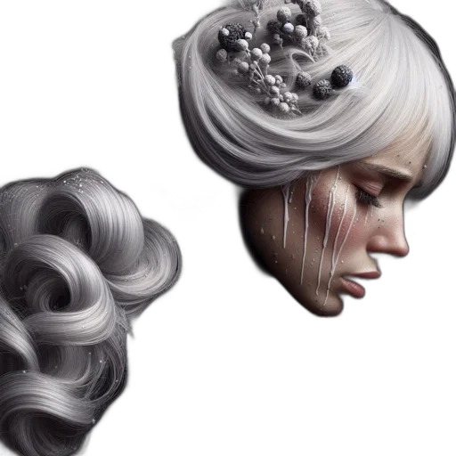 hair, crown, face, mask, photorealistic, concept art, fantasy art, 3d render transparent PNG cut-out