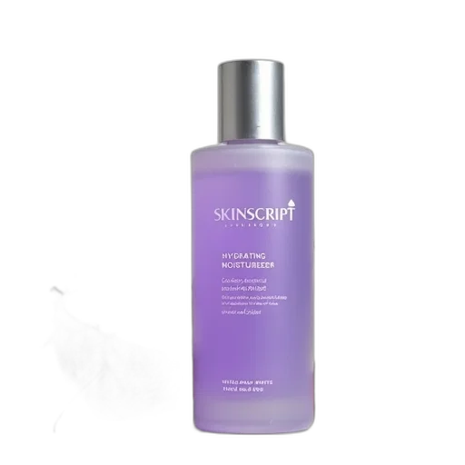 bottle, hydrating, moisturizer, purple, label, silver, cap, placed transparent PNG cut-out