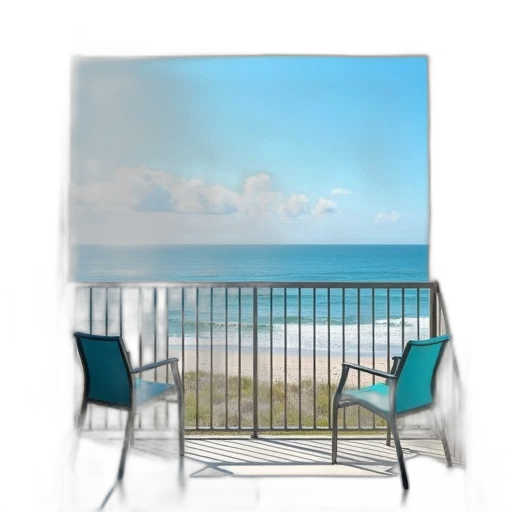 furniture, umbrella, photorealistic, 3d render, concept art, vaporwave, beach, blue transparent PNG cut-out