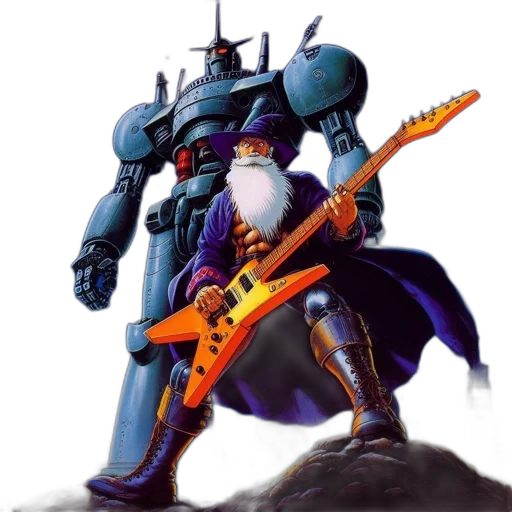 robot, weapon, concept art, vaporwave, watercolor, pixel art, outer space, blue transparent PNG cut-out