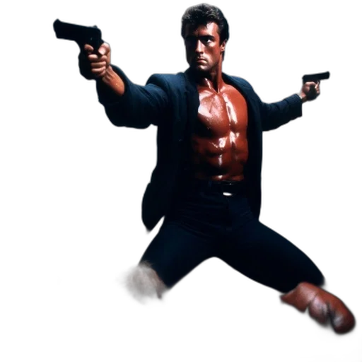 weapon, jacket, concept art, pixel art, comic book art, 3d render, gritty, setting transparent PNG cut-out