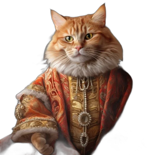 animal, staff, crown, jacket, fantasy art, photorealistic, concept art, oil painting transparent PNG cut-out