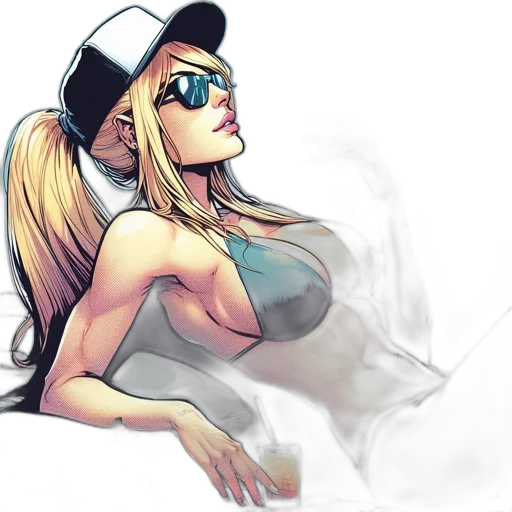 hat, concept art, comic book art, cartoon, watercolor, neon lights, fire, blue transparent PNG cut-out