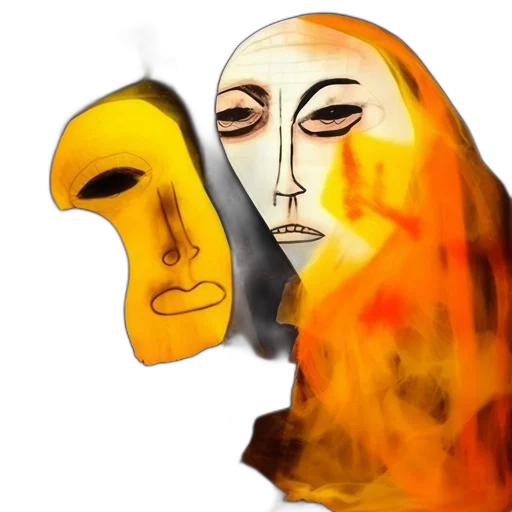 mask, face, hat, concept art, photorealistic, fantasy art, 3d render, fire transparent PNG cut-out