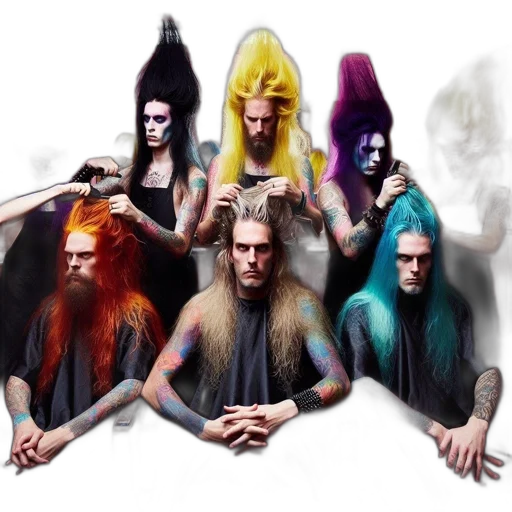 hair, staff, fantasy art, concept art, six, vibrant, individuals, bold transparent PNG cut-out