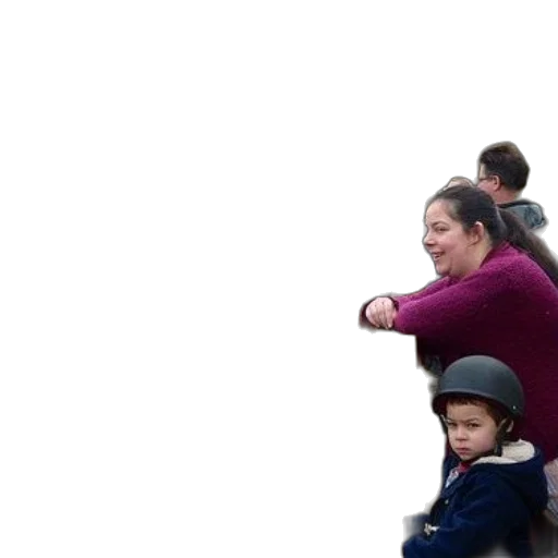 staff, person, rides, horse, while, others, watch, behind transparent PNG cut-out