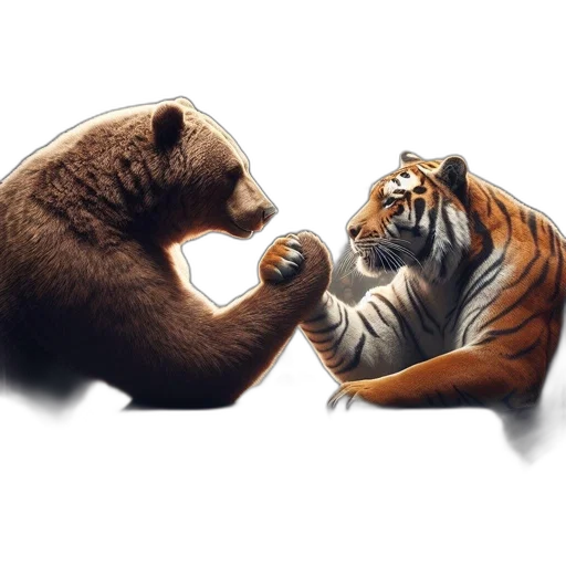 concept art, photorealistic, fantasy art, pixel art, bear, tiger, engage, arm transparent PNG cut-out