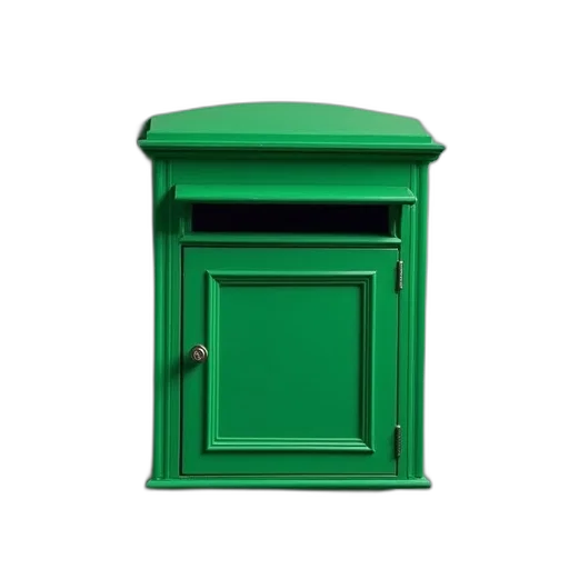 furniture, dress, 3d render, photorealistic, green, plastic, mailbox, door transparent PNG cut-out
