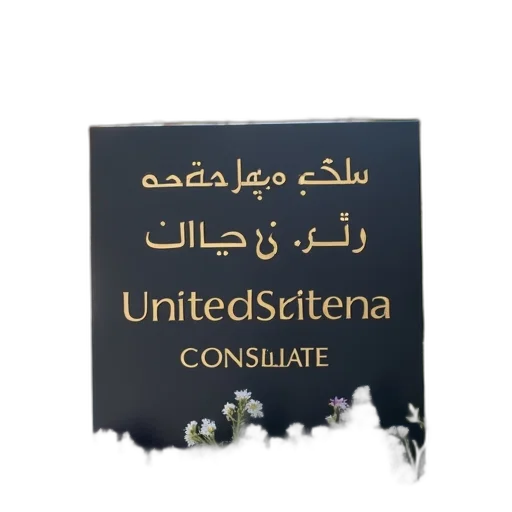 staff, sign, arabic, english, front, united, states, consulate transparent PNG cut-out
