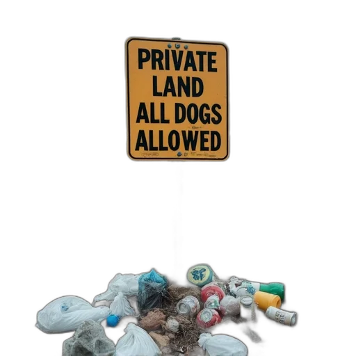 desolate, landscape, sign, reads, private, land, all, dogs transparent PNG cut-out