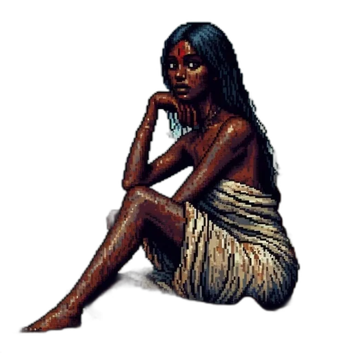 dress, jewelry, face, hair, concept art, pixel art, watercolor, photorealistic transparent PNG cut-out