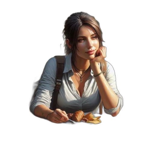 food, face, jewelry, dress, photorealistic, pixel art, concept art, fantasy art transparent PNG cut-out