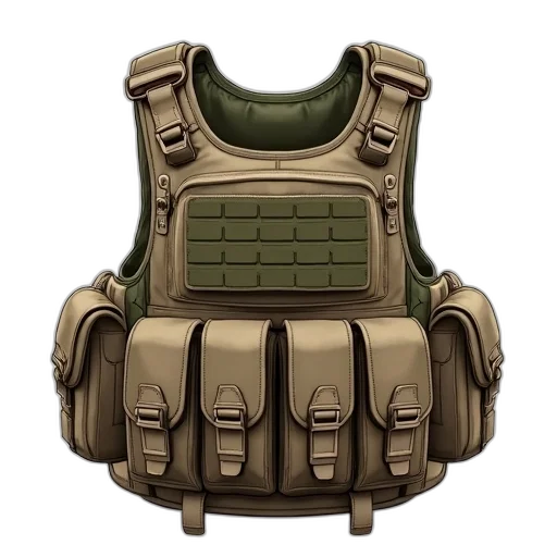 jacket, weapon, 3d render, concept art, pixel art, detailed, illustration, tactical transparent PNG cut-out