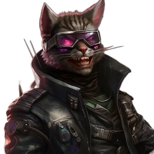 jacket, mask, animal, cyberpunk, concept art, fantasy art, comic book art, dark transparent PNG cut-out