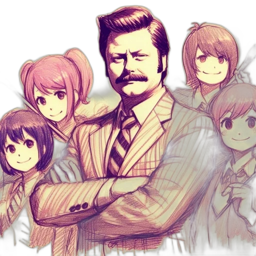 staff, face, anime, vaporwave, watercolor, cartoon, fire, pastel transparent PNG cut-out