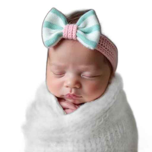 hat, face, photorealistic, pastel, newborn, baby, sleeping, white transparent PNG cut-out